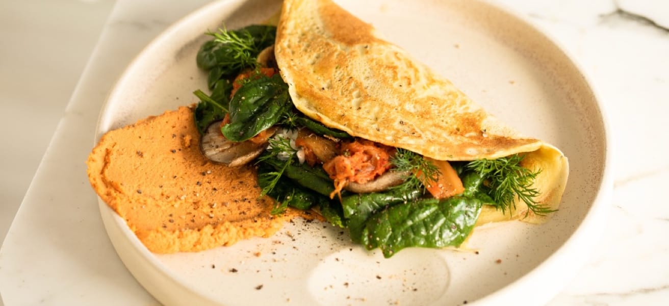 Omelette served